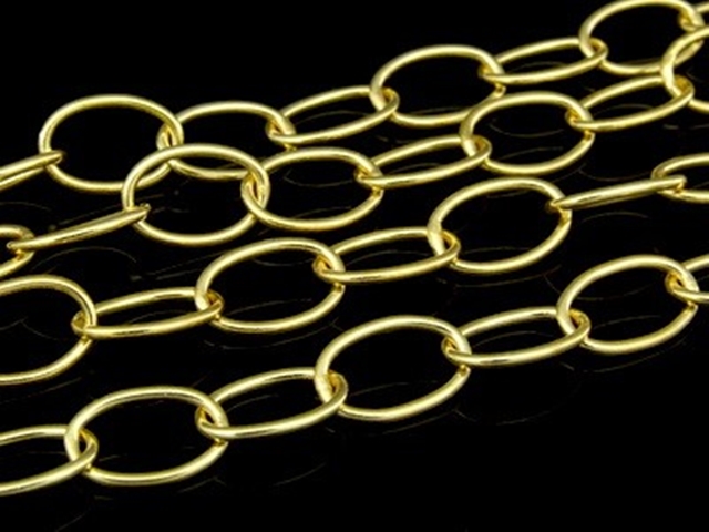 KG-441 24K gold vermeil Karen hill tribe handmade silver 24 Inches oval link chain