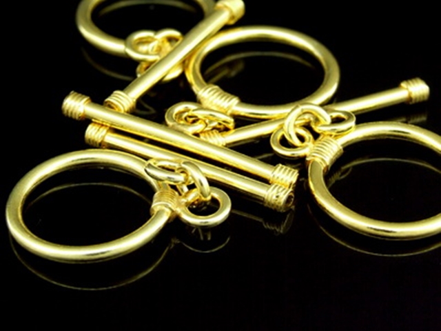  KG-285 24K gold vermeil 2 thai karen hill tribes handmade silver plain round toggle