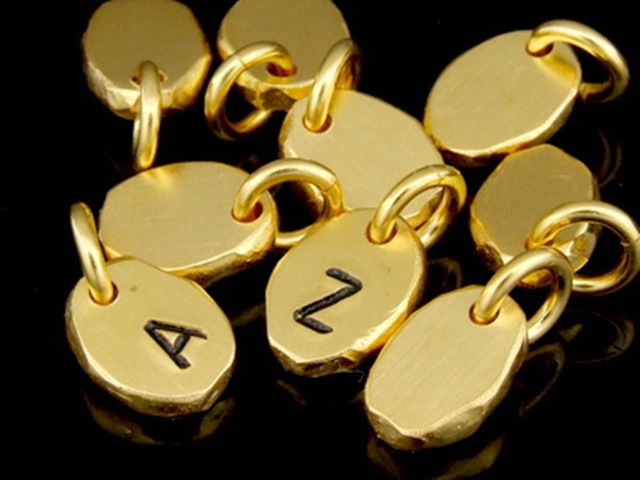 KG-511 24K gold vermeil thai karen hill tribe handmade silver 2 blank pebble charm 