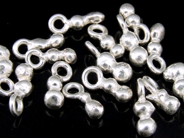 2KH-007 Thai karen hill tribe handmade silver 8 mini plain twin ball charm