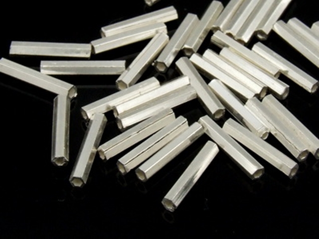KC-034 Thai karen hill tribe handmade silver 35 mini hexagon shape tube bead