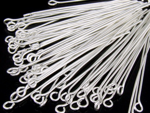 KA-092 Thai karen hill tribe handmade silver 10 eyepin 24 gauge