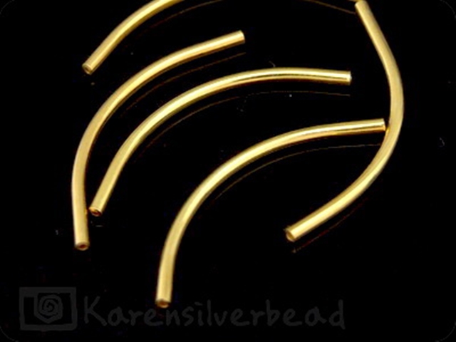 KG-006 24K gold vermeil thai karen hill tribe handmade silver 10 Plain curve tube beads