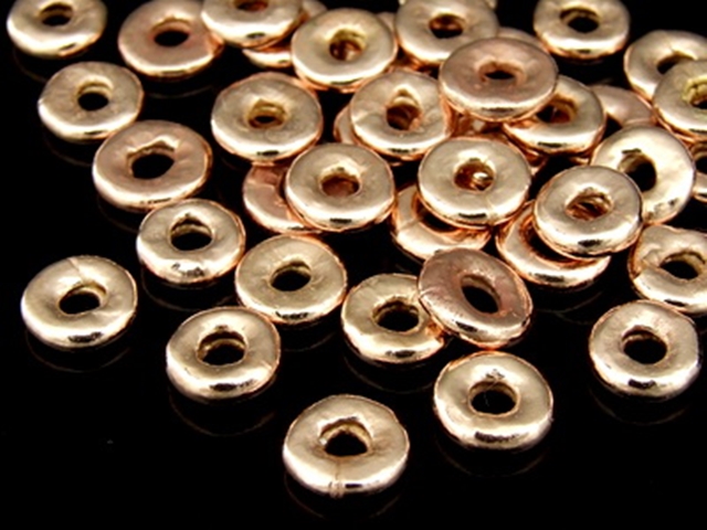 KZ-049 24K rose gold vermeil thai karen hill tribe handmade silver 10 plain disc spacer brad