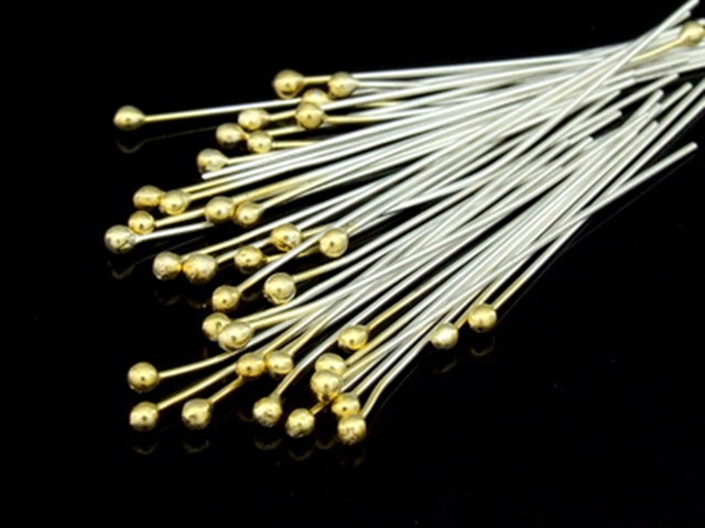 KG-400 24K gold vermeil 30 thai karen hill tribes handmade silver round ball headpin