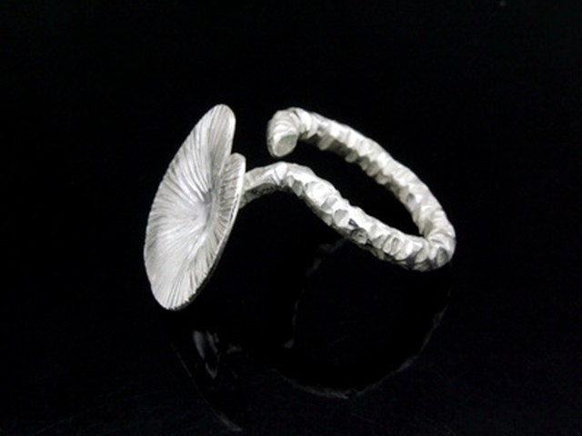 KY-031 Thai karen hill tribe handmade silver single lotus leaf ring