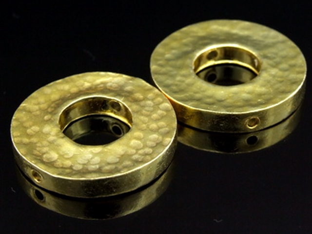 KG-307 Thai karen hill tribe silver 1 gold vermeil hammered round coin bead