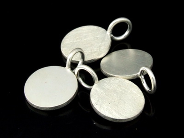 7KH-078 Thai karen hill tribe handmade silver 2 brush round disc charm