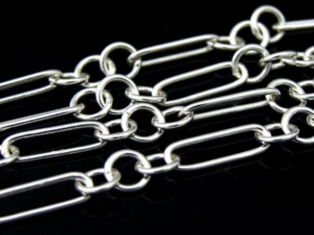 KL-033 Thai karen hill tribe handmade silver 24 Inches oval and round plain link chain