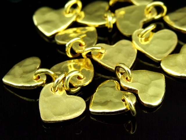 KG-312 24K gold vermeil 10 thai karen hill tribes handmade silver small hammered heart charm