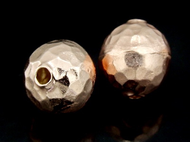 KZ-006 24K rose gold vermeil thai karen hill tribe handmade silver 2 hammered round ball bead  