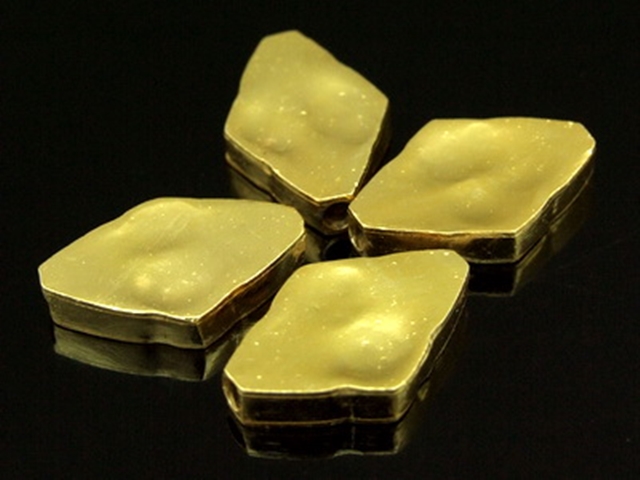 KG-164 24K gold vermeil 2 thai karen hill tribes handmade silver rhombus shape bead 