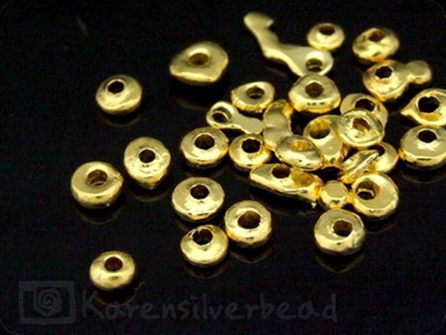 KG-008 24K gold vermeil 20 thai karen hill tribes handmade silver medium free form beads