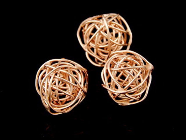 KZ-011 24K rose gold vermeil thai karen hill tribe handmade silver 4 small wire ball bead