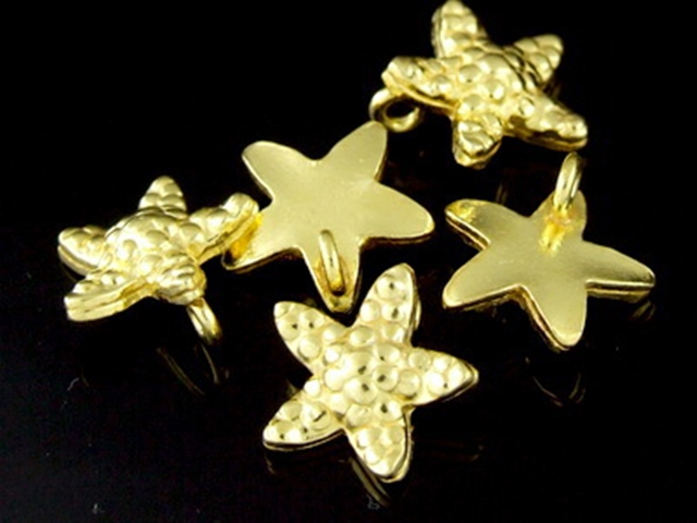 KG-098 24K gold vermeil Karen hill tribe handmade silver 2 small starfish charm