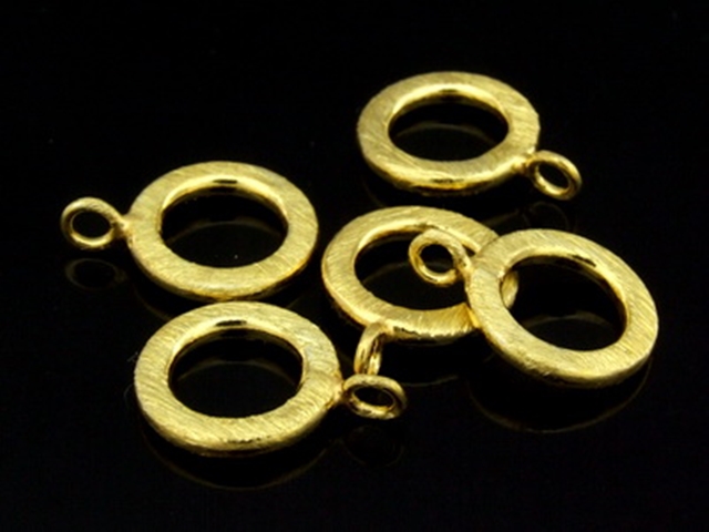 KG-459 24K gold vermeil Karen hill tribe  handmade silver 3 brush round charm 