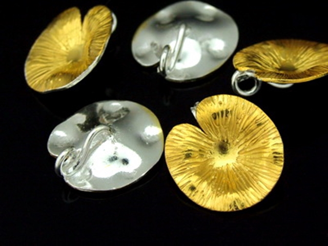 KG-002 24K gold vermeil Karen hill tribe handmade silver 1 lotus leaf charm