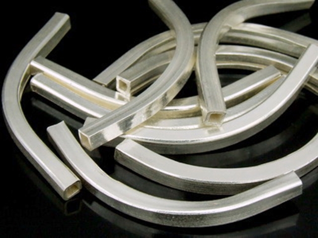 KC-017 Thai karen hill handmade silver 10 plain square curve tube bead