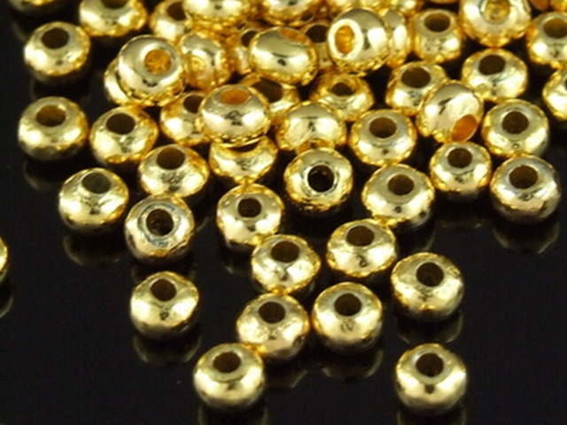 KG-060 24K gold vermeil 10 thai karen hill tribes handmade silver small plain spacer bead 