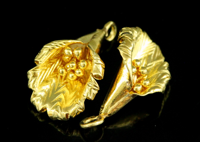 KG-562 Thai karen hill tribes handmade silver 1 gold vermeil long wild flower charm