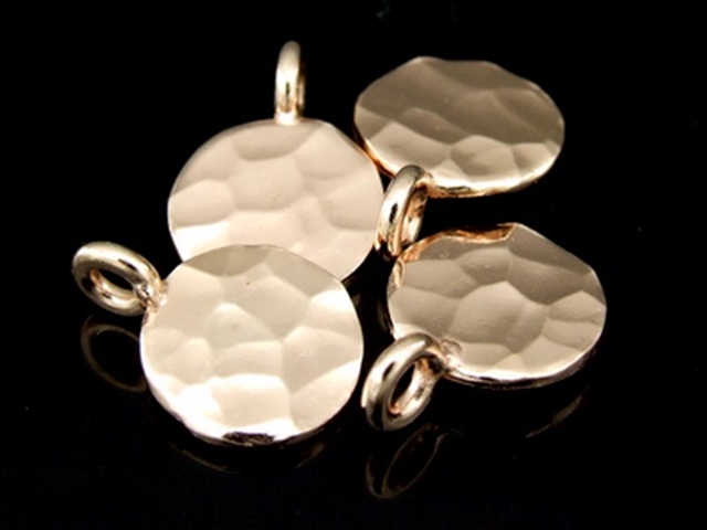 KZ-027 24K rose gold vermeil thai karen hill tribe handmade silver 3 small hammered round disc charm 