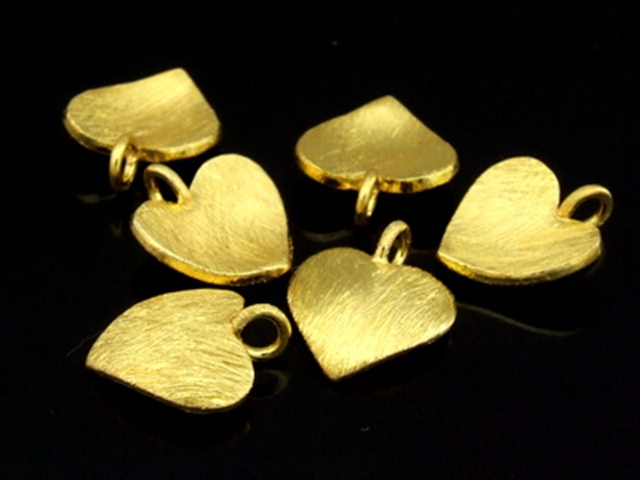 KG-463 24K gold vermeil Karen hill tribe handmade silver 4 brush curved heart disc charm