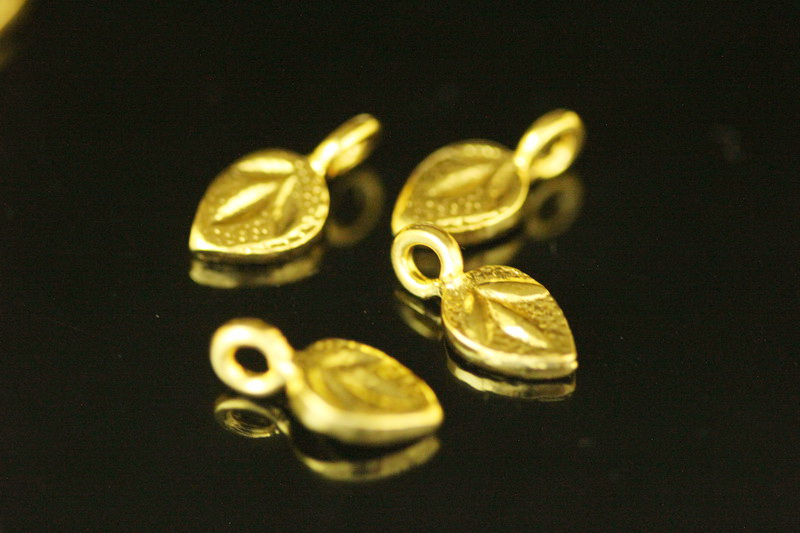 KG-604 24K gold vermeil 6 thai karen hill tribes handmade silver fancy leaf charm