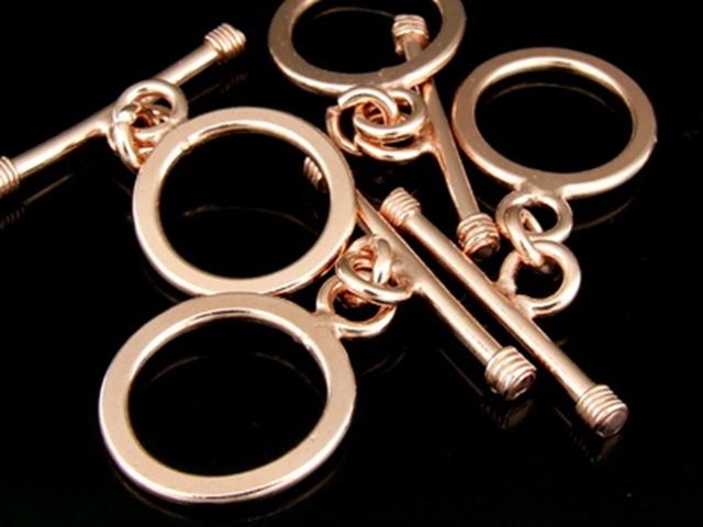 KZ-107 24K Rose gold vermeil thai karen hill tribes handmade silver 1 flat oval toggle