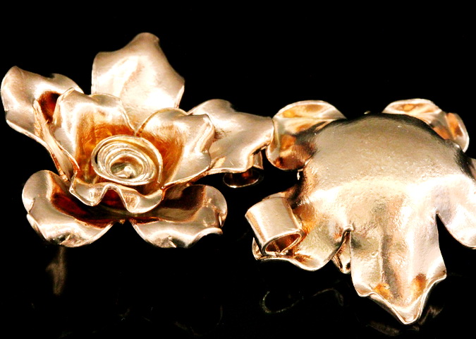 KZ-243 thai karen hill tribe handmade silver 1 rose gold vermeil large wild rose charm