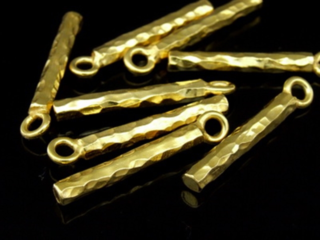 KG-195 24k gold vermeil 3 thai karen hill tribes handmade silver plated Hammered bar charm