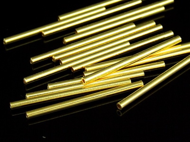 KG-296 24K gold vermeil Karen hill tribe handmade silver 10 plain straigle tube bead 