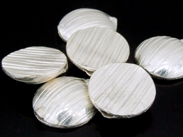 KF-011 Thai karen hill tribe handmade silver 2 scratch half puffed bead