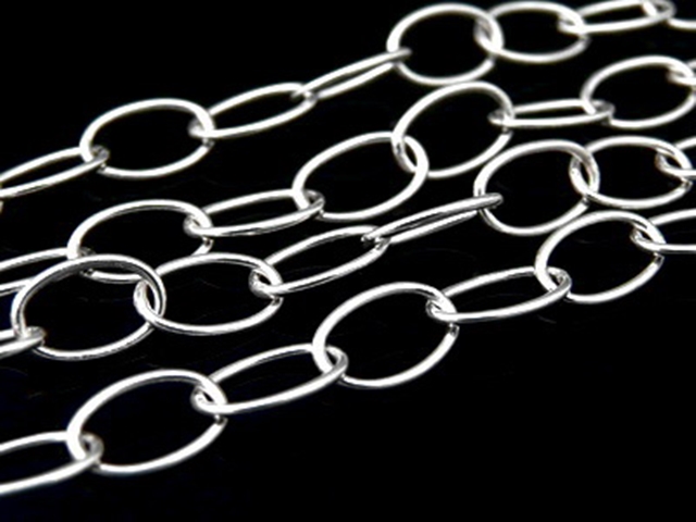 KL-043 Thai karen hill tribe handmade silver 24 Inches white oval link chain