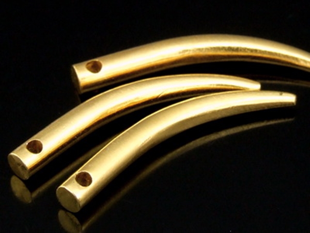 KG-047 24K gold vermeil 10 thai karen hill tribes handmade silver tusk shape bead