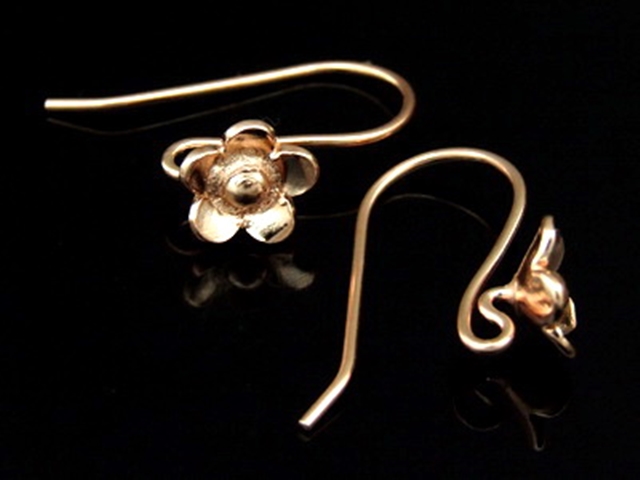 KZ-194 Thai karen hill tribes handmade 24K rose gold vermeil over silver pair wild flower earring 