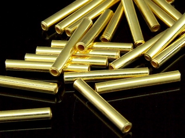 KG-297 24K gold vermeil Karen hill tribe handmade silver 5 plain straigle tube bead 