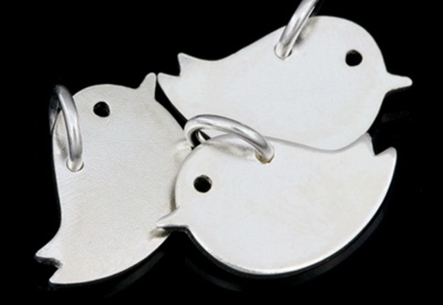 3KH-129 Thai karen hill handmade silver 4 medium die cut bird shape charm