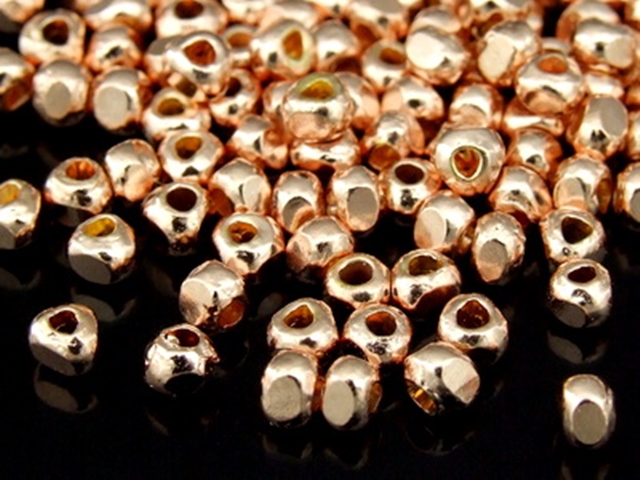 KZ-047 24K rose gold vermeil thai karen hill tribe handmade silver 30 mini facet bead