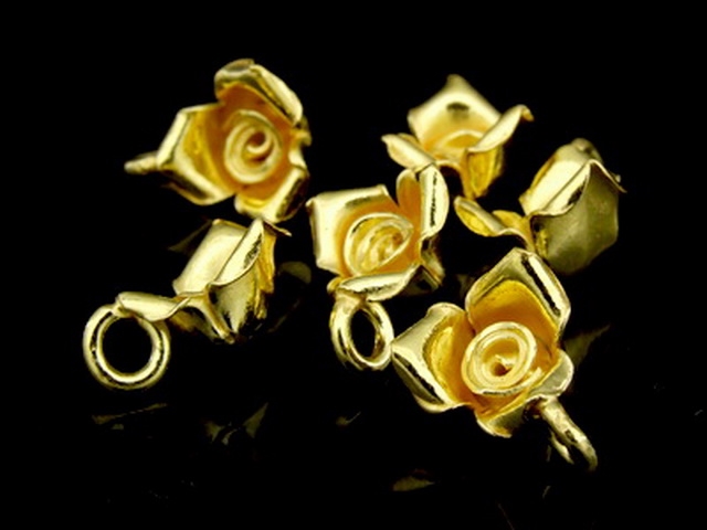 KG-051 24K gold vermeil Karen hill tribe handmade silver 3 small wild rose charm