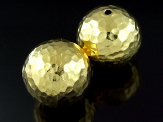 KG-102 24K gold vermeil Karen hill tribe handmade silver 1 hammered round ball beads
