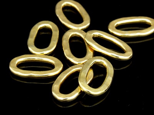 KG-363 24K gold vermeil thai karen hill tribe handmade silver 8 Hammered oval shape hoop