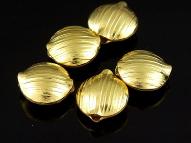 KG-065 24K gold vermeil 2 thai karen hill tribes handmade silver scratch puffy bead