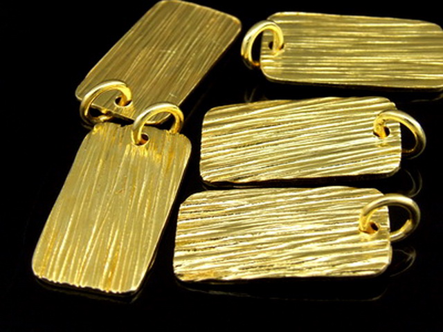 KG-328 24k gold vermeil thai karen hill tribe handmade silver 2 scratch rectangle disc charm (not fix hoop)