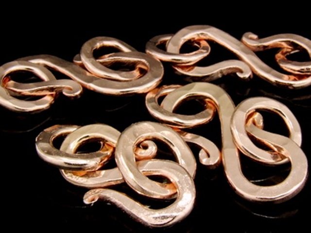 KZ-021 24K rose gold vermeil thai karen hill tribe handmade silver 1 hammered flat wire S. clasp 