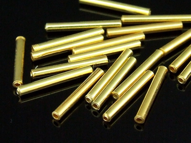 KG-256 24K gold vermeil Karen hill tribe handmade silver 20 plain straigle tube bead 