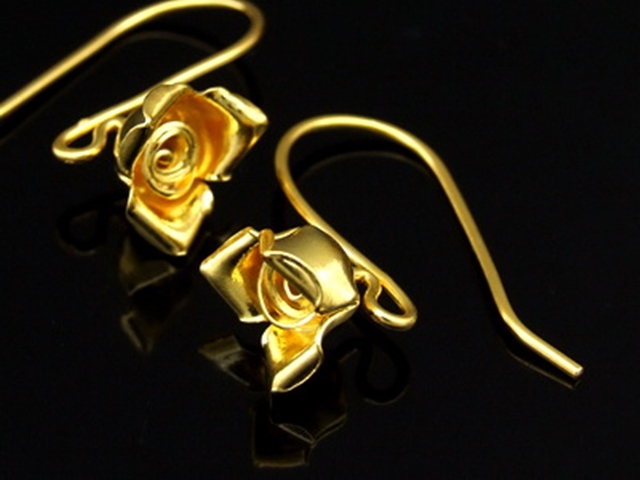 KG-488 Thai karen hill tribes handmade 24K gold vermeil over silver pair wild flower earring 