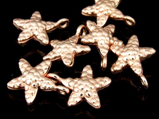 KZ-088 24K rose gold vermeil thai karen hill tribe handmade silver 2 small starfish charm