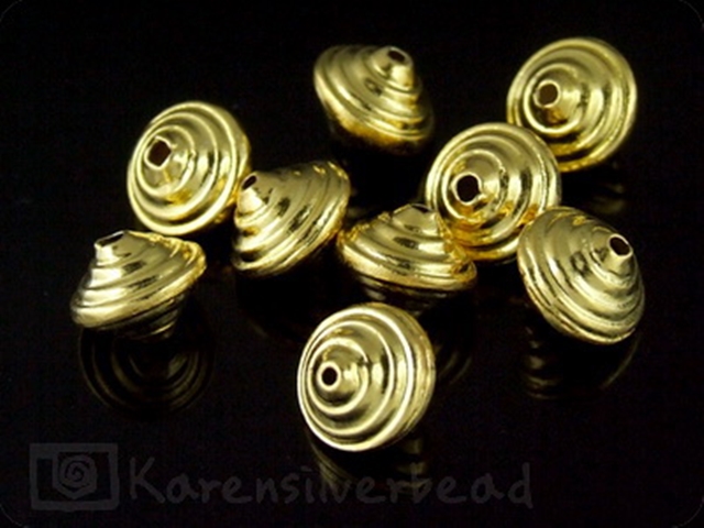 KG-030 24K gold vermeil 3 thai karen hill tribes handmade silver wrap bicone bead