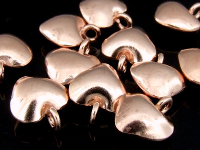 KZ-184 24K rose gold vermeil thai karen hill tribe handmade silver 3 smooth shaped heart charm 