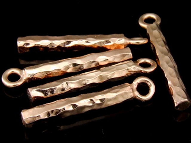 KZ-065 24K rose gold vermeil thai karen hill tribe handmade silver 2 hammered stick charm 